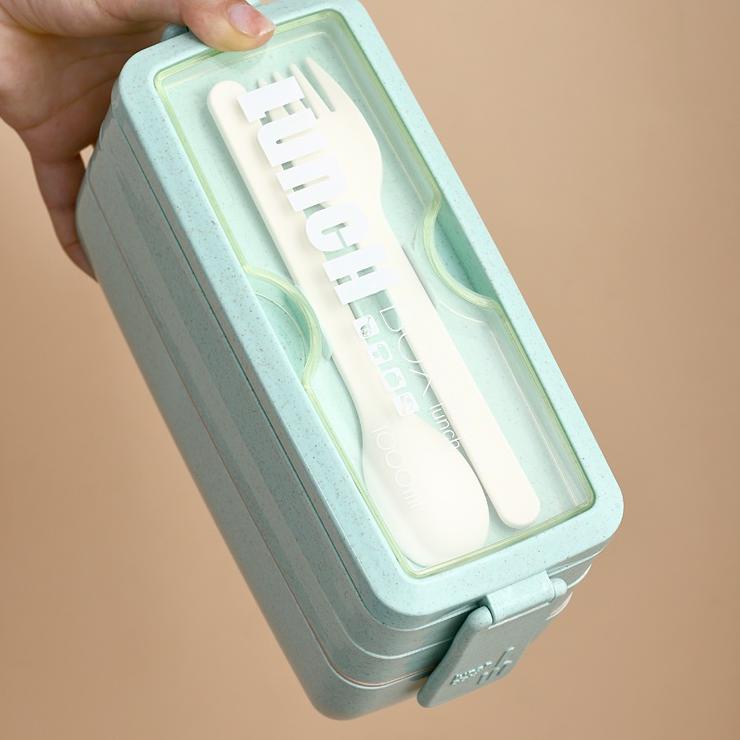 Langsung Atc KKV - 40000KM 3 layers lunch box / Kotak makan tingkat Green / Beige 1000ml/FOOD CONTAI