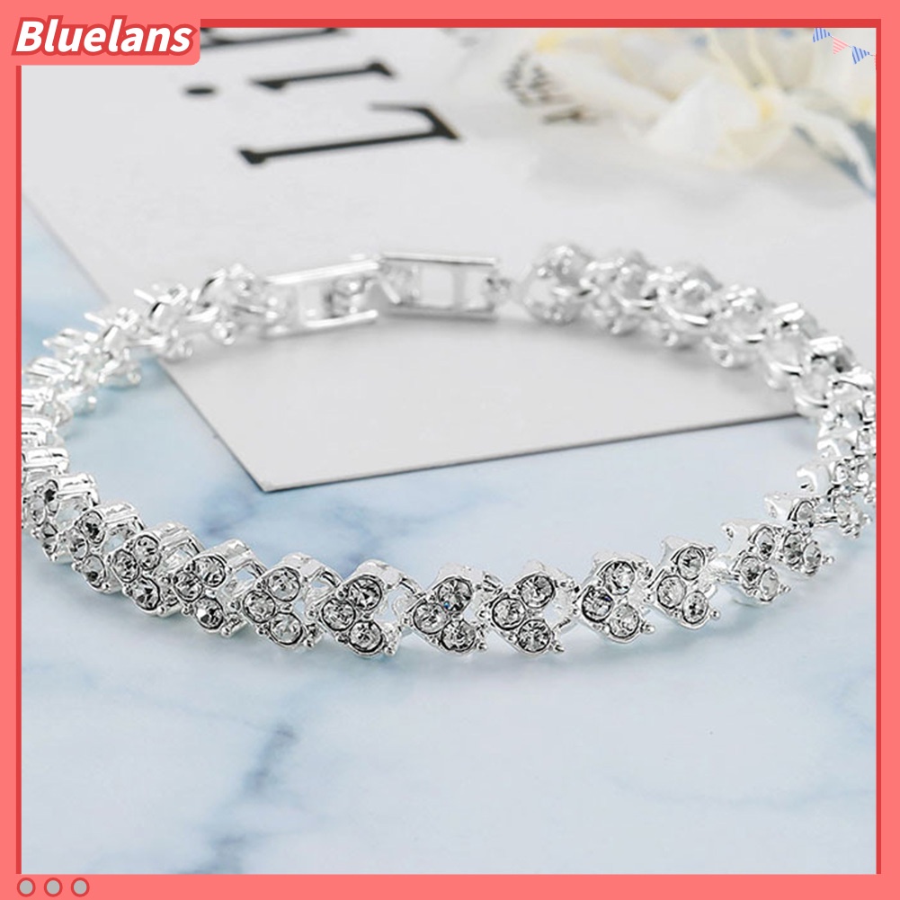 Bluelans Women Fashion Full Rhinestone Inlaid Bracelet Bangle Wedding Party Jewelry Gift