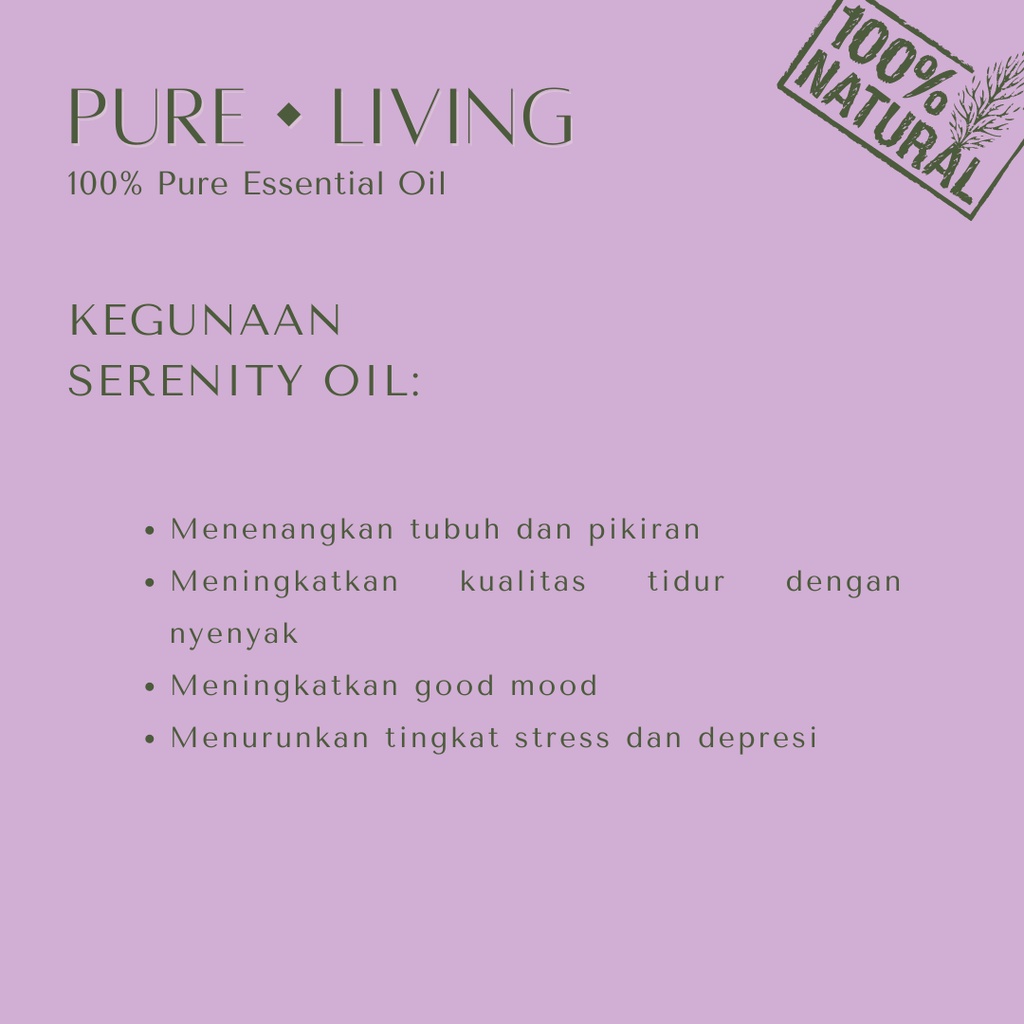 Serenity - 100% Pure Essential Oil 15ml | Aromatherapy Oil 15ml | Pewangi Ruangan | Oil Aromaterapi Diffuser Oil Burner | Minyak Atsiri | Birthday Gift Ideas | Minyak Esensial | Room Fragrance Perfume | Pengharum Ruangan