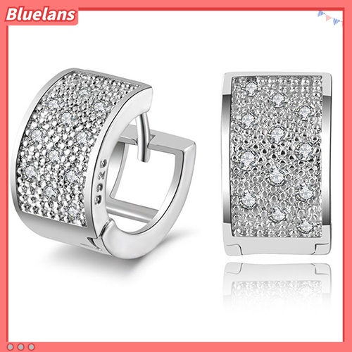 Anting Stud Hoop Kristal Bahan 925 Sterling Silver Untuk Wanita