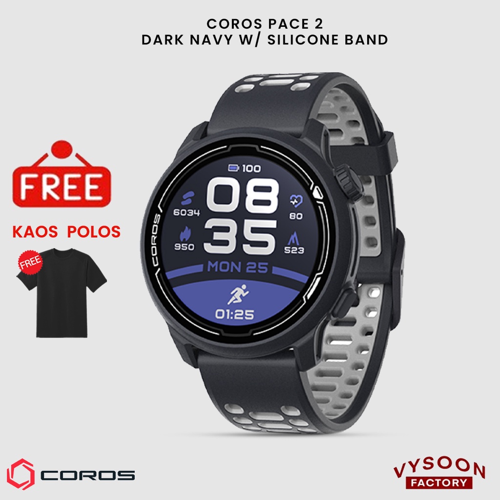 Jam Tangan Smartwatch COROS Pace 2 Dark Navy With Silicone Band