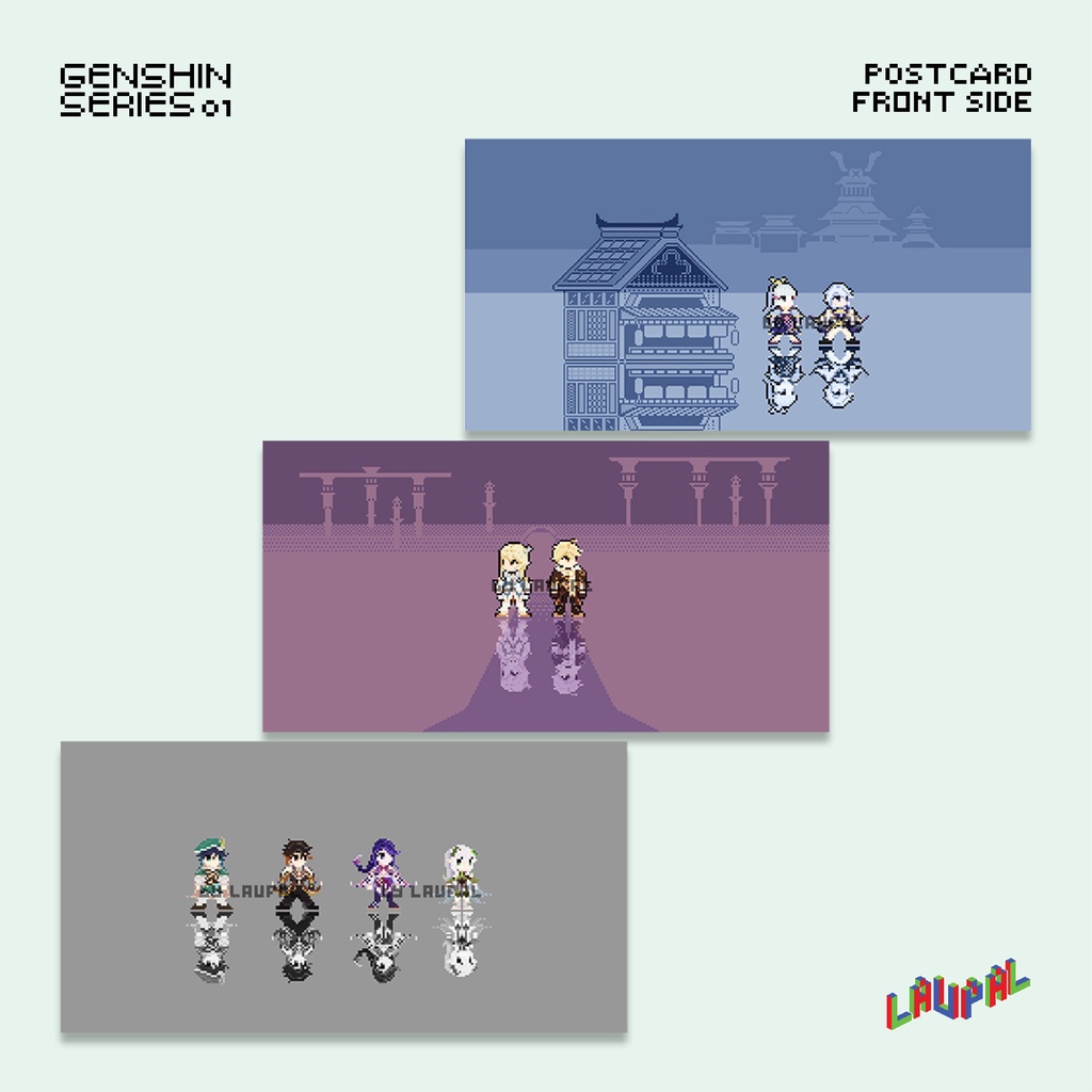 

Genshin Impact Pixel Postcard Series (3pcs) | LauPal Studio