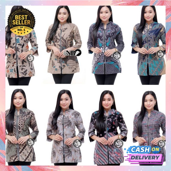 Atsan Cewek Formal Batik Model Terbaru Blouse Dewasa Casual Kemeja Wanita Formal Atasan Wanita Terba
