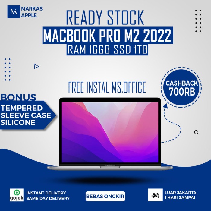 BNIB MacBook Pro M2 2022 16GB 1TB 512GB 256GB 13" CTO Garansi 1 Tahun