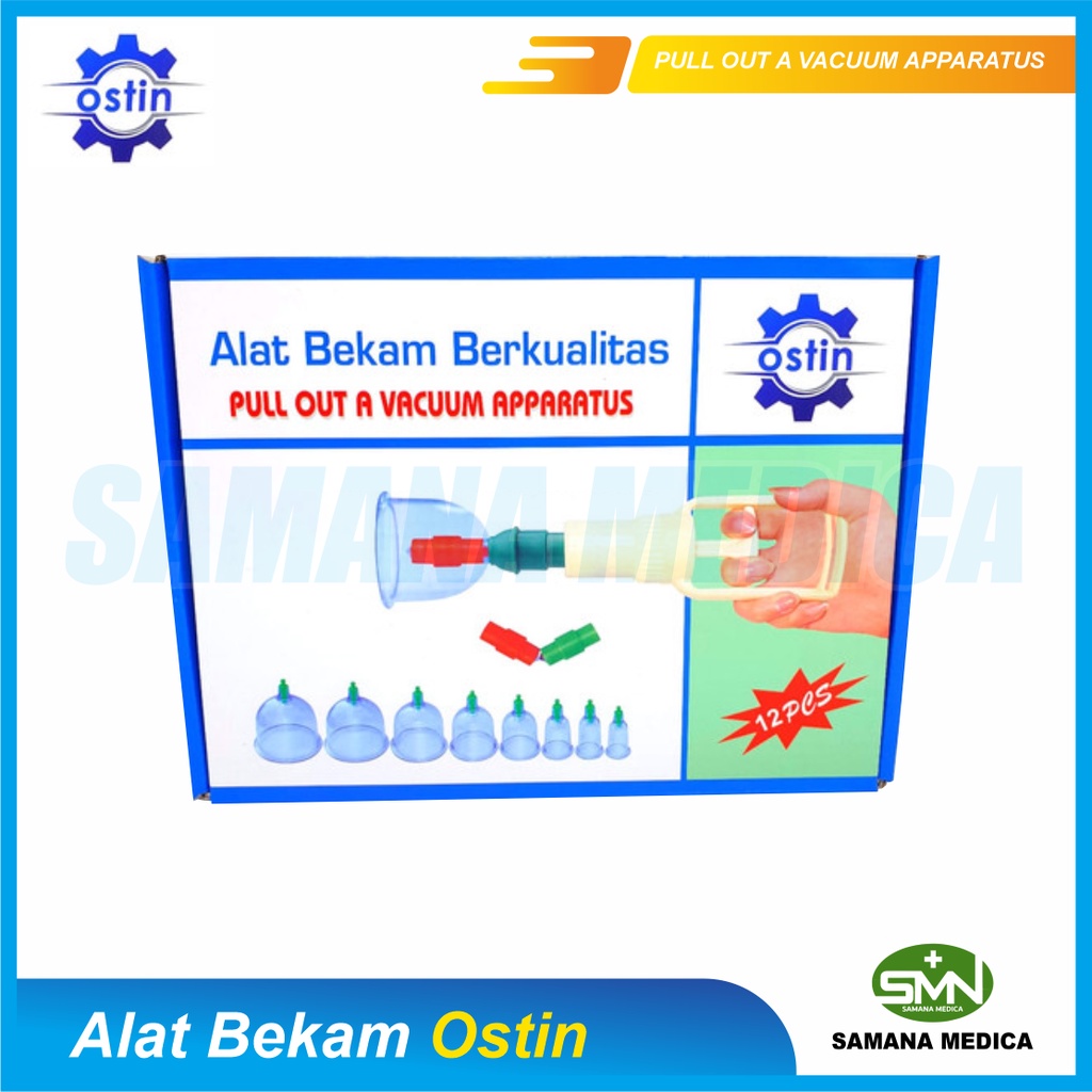 Alat Bekam Kop Angin OSTIN Pull Out A Vacuum A Apparitus Isi 12 Pcs Promo Murah