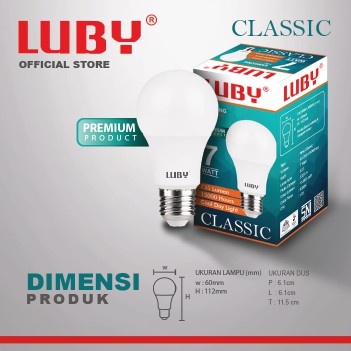 Lampu LED LUBY Classic 7 Watt Bohlam Bulb 7W W cahaya putih Cool Daylight CDL 6500K E27