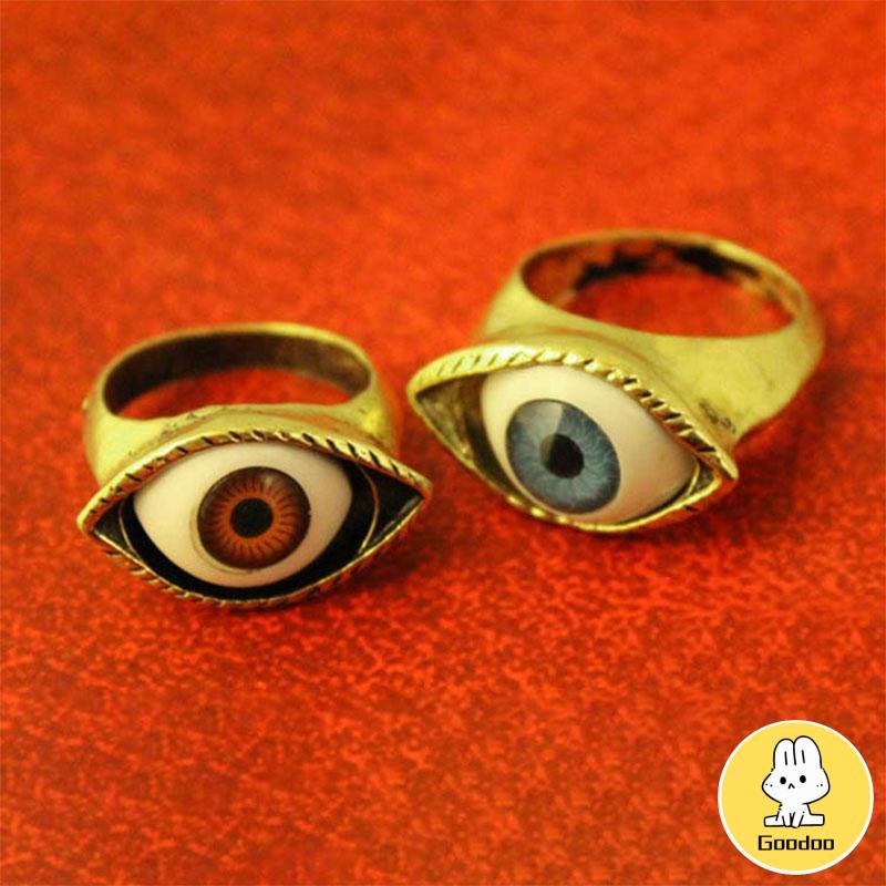 Cincin Gotik Untuk Wanita Bentuk Mata Vampir Model Besar Gaya Retro -Doo -Doo