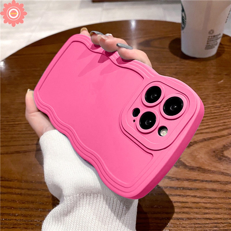 Casing Tepi Gelombang Shockproof Vivo Y36 Y11 Y12 Y02 Y75 Y12i Y22 Y20 Y15 Y15s Y35 Y21 Y33s Y16 Y11s Y15A Y12s Y17 T1 V20 V23E V21 Y30 Y21s Y91C Y91 Y55 Sarung Warna Permen Simple Solid