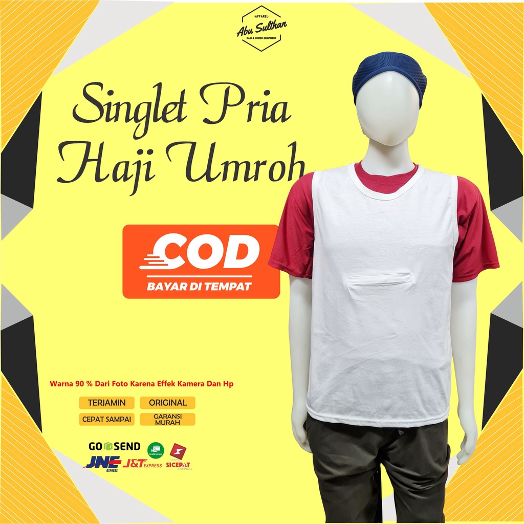 SINGLET PRIA KANTUNG HAJI UMROH / SINGLET PUTIH / SINGLET LAKI LAKI / SINGLET LEMBUT DAN NYAMAN