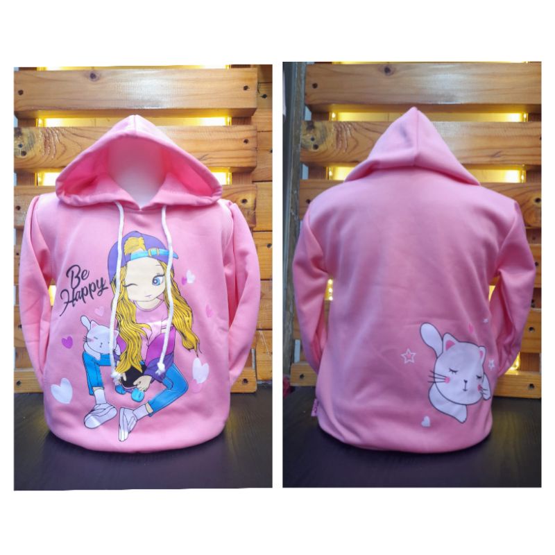 Model Terbaru - Sweater Anak Perempuan Karakter Be Happy Girl - Boyband Bts Tini Tan - Kids Sweater/