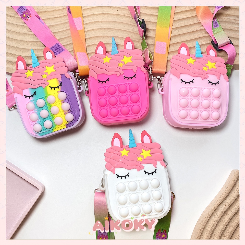 Aikoky Tas Pop It Selempang/Tas Anak Pony Pop it Jelly Fashion