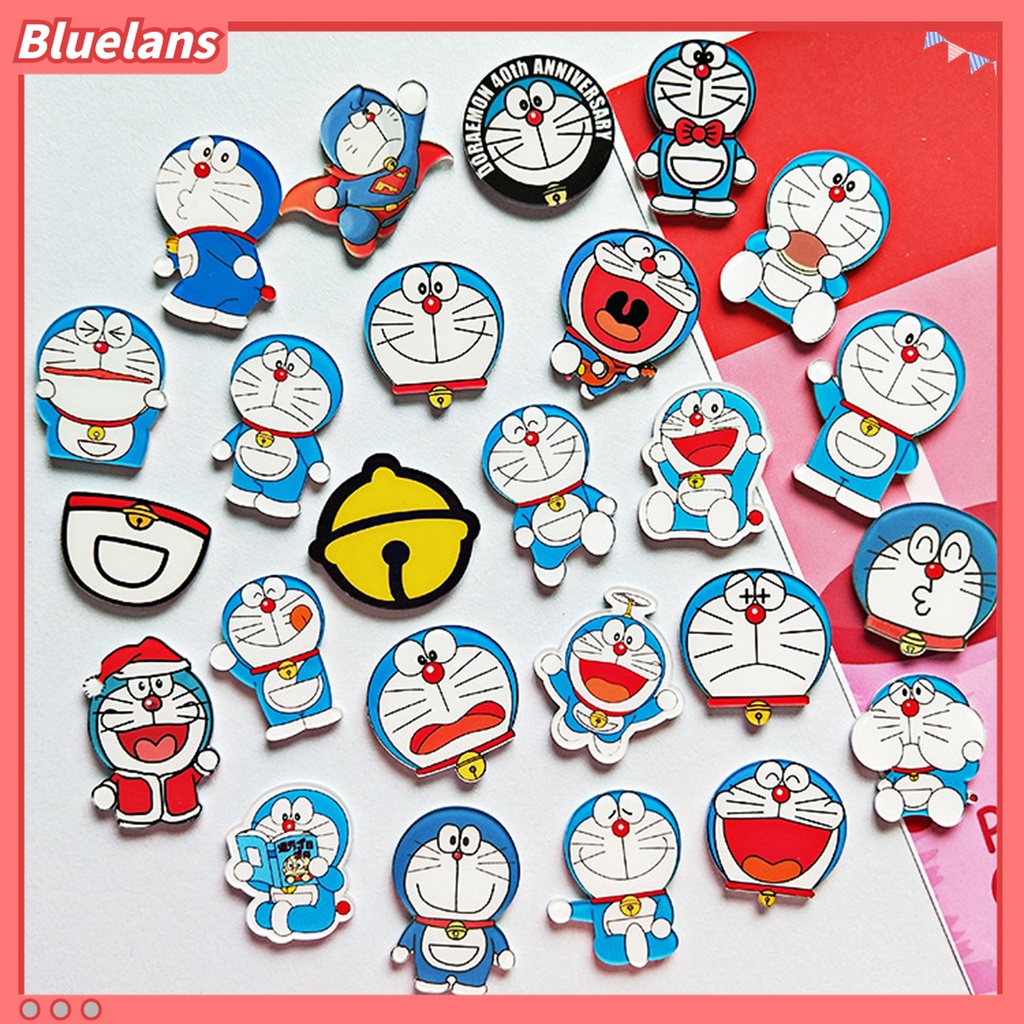 5 Pcs Bros Lencana Desain Karakter Kartun Anime Doraemon Bahan Plastik Gaya Jepang Untuk Pesta