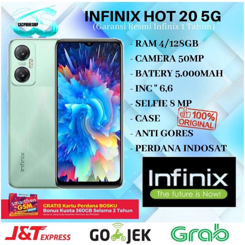 Infinix Hot 20 5G NFC Ram 4GB Rom 128GB 4/128GB Garansi Resmi Infinix 1 Tahun