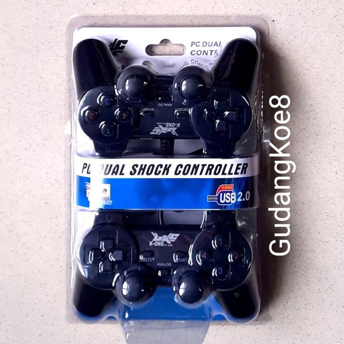 Gamepad Joystik Stick Pc Usb K-One Double Hitam Dual Shock