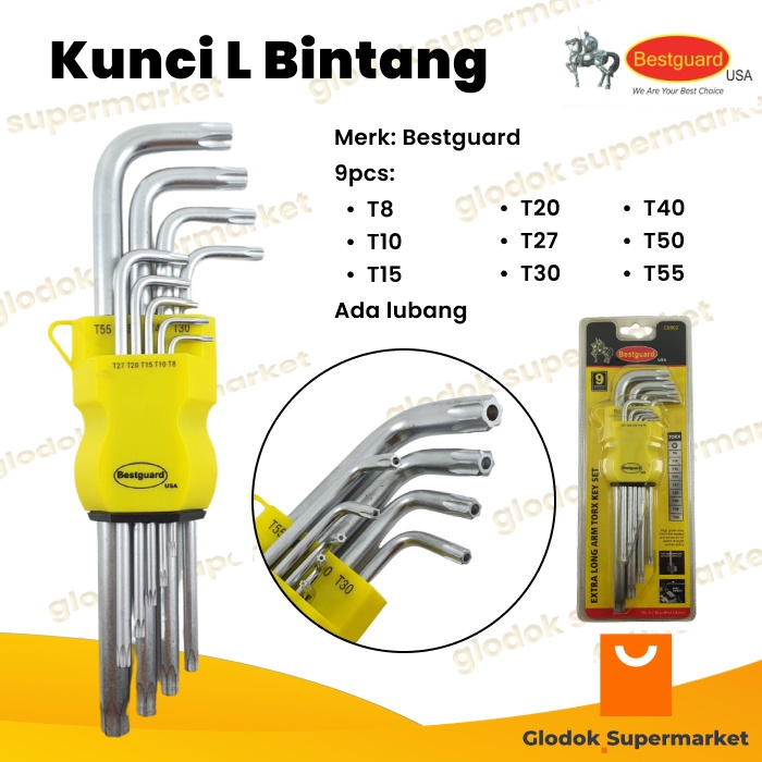 Kunci L Bintang Bestguard C6802 9pcs Star Lubang