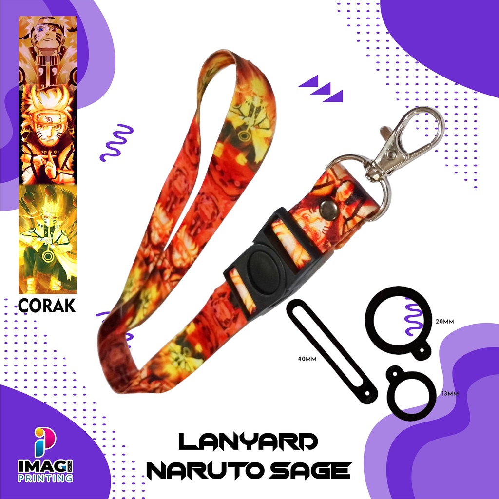 

Lanyard gantungan id card motif naruto mode sage bonus karet 13mm/30mm/40mm