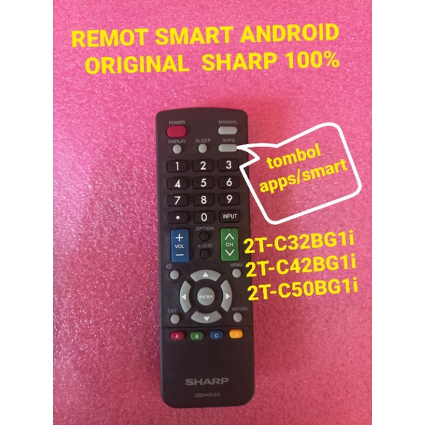 REMOT TV ANDROID SHARP - REMOT SHARP SMART ANDROID - REMOT SHARP TV ANDROID - REMOT TV SMART ANDROID SHARP - SMART TV SHARP - ORIGINAL - RRMCGB244WJSA - GB244WJSA
