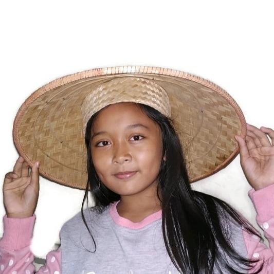 populer] Topi caping bambu petani / topi anyaman bambu