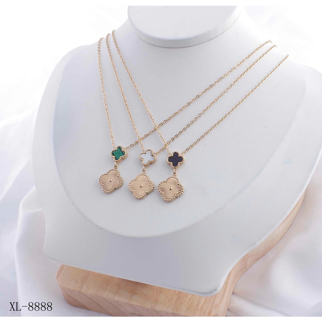 Set Titanium Kalung Dan Anting Permata Perhisan Fashion 8888