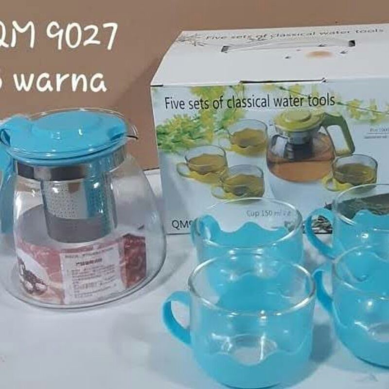 Tea Pot Sarangan Set 5 In 1 - Teko Gelas Cangkir Tempat Minum TeaPot