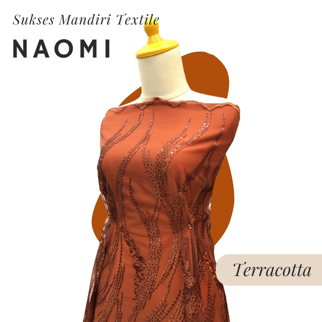 [NAOMI] Brukat Tile Premium Mewah Warna Terracota Terakota Merah Bata | Harga ½ meter = 50 cm (Bahan