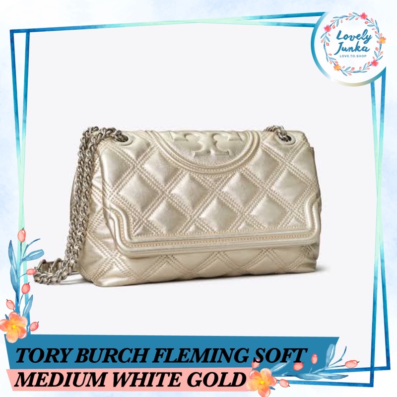 TORY BURCH TB FLEMING SOFT CONVERTIBLE SHOULDER BAG (MEDIUM WHITE GOLD)