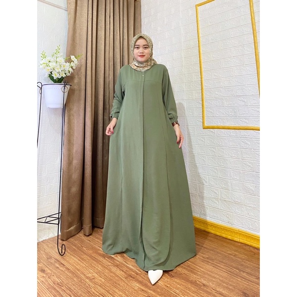 Dress Maryam, Bahan Crinkle airflow premium, LD 120 PB 140 SIZE JUMBO