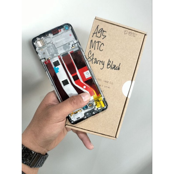 FRAME BEZZEL LCD OPPO A95 STARY BLACK ORIGINAL COPOTAN