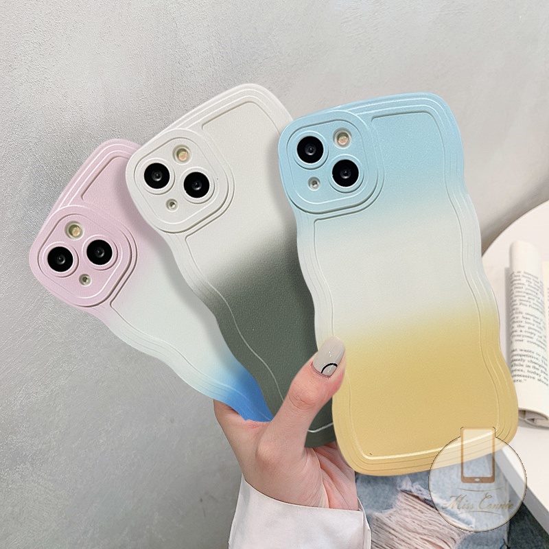 Casing OPPO A17 A78 A96 A15 A12 A55 Reno 8t A57 A77 A95 A16K A1K A7 A15s A5s A54 A16E A74 A76 A16 A3s F9 A53 A9 A5 A16s A12E A52 A72 A35 Simple Colorful Gradient Wavy Edge Case