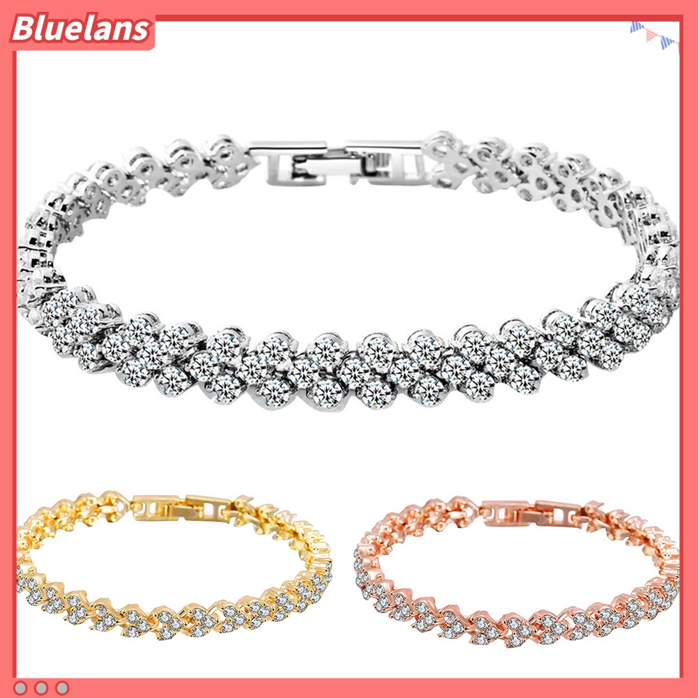 Bluelans Women Fashion Full Rhinestone Inlaid Bracelet Bangle Wedding Party Jewelry Gift