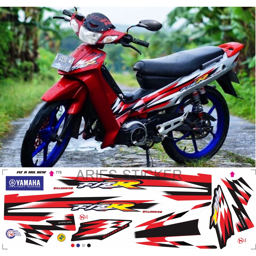 striping stiker lis fiz r f1zr milenium merah putih