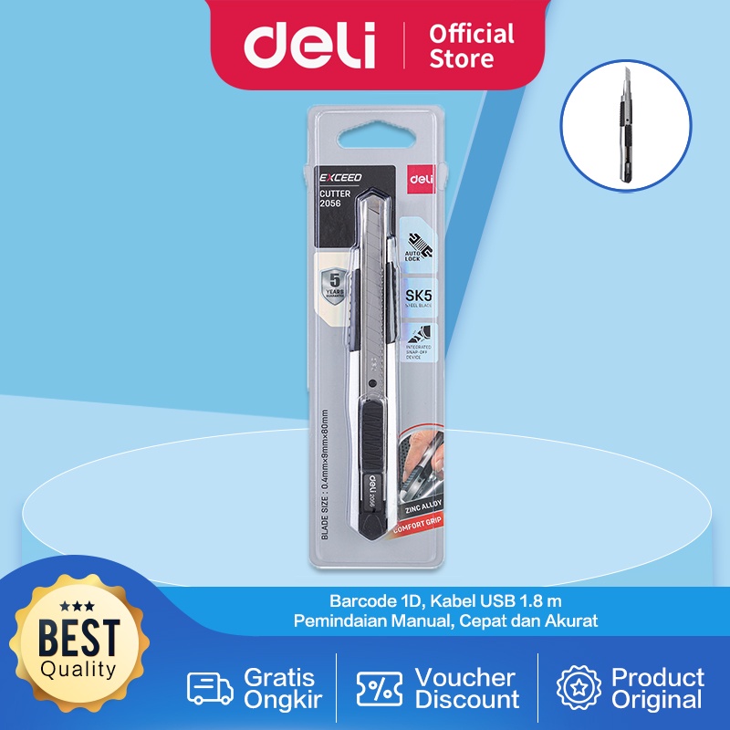 Deli Cutter dengan pisau baja SK5 dan sistem kunci otomatis untuk penggunaan yang aman E2056