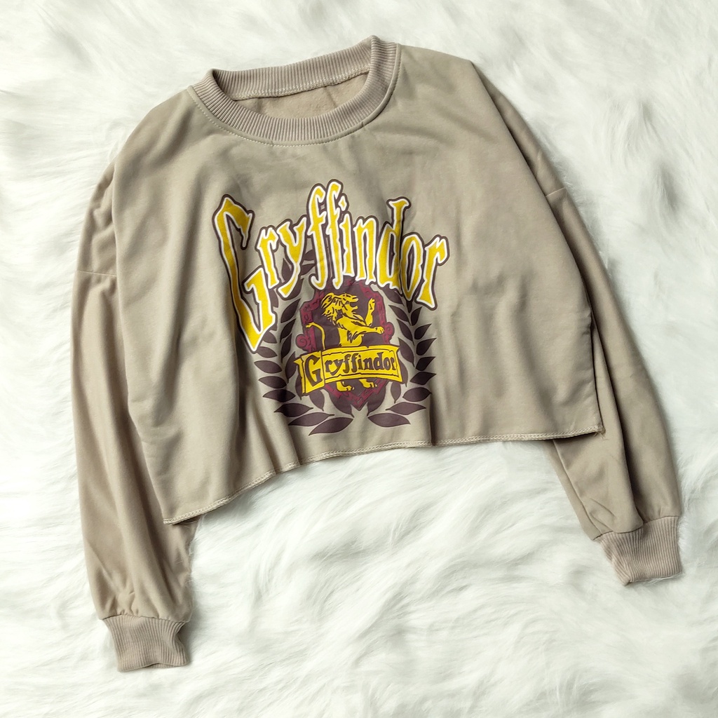 Sweater Crop Wanita School Of Wizardly - Sweatshirt Hogwarts School - Bahan Fleece - Oversize