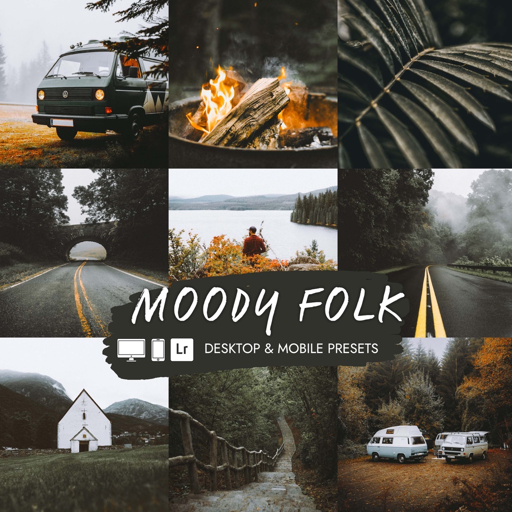 Preset Lightroom Premium - 10 Moody Folk + LUTs