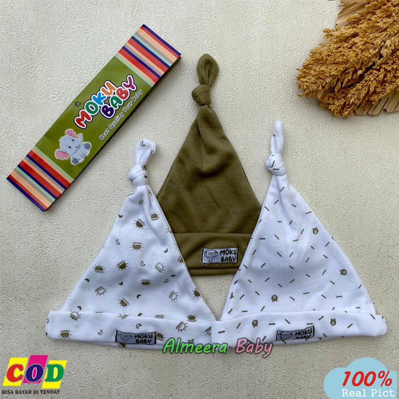 Isi 3 PCS Kupluk Bayi Baru Lahir Topi Bayi Baru Lahir Usia 0-3 Bulan Series Army Almeera Baby and Kids