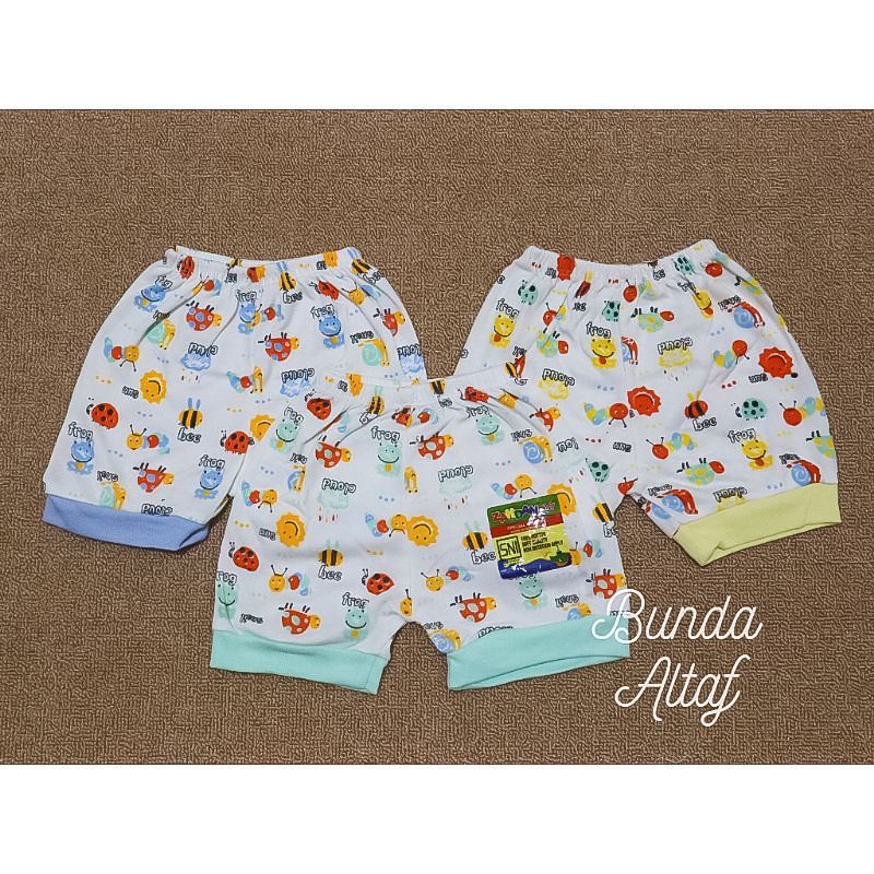 3 pcs Celana Bayi Pendek Motif 0-3 bulan SNI Lembut  [ Bunda Altaf ]