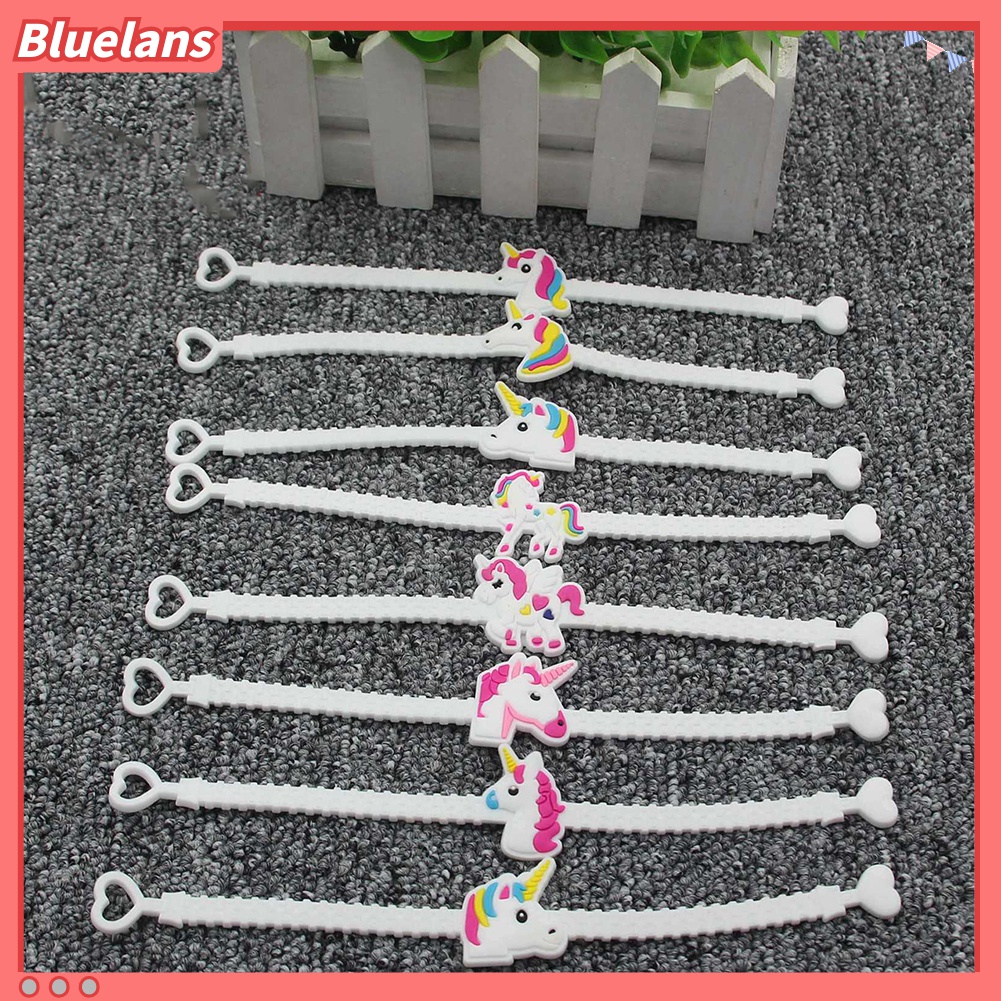 5 Pcs Gelang Motif Kartun Unicorn Bahan PVC Dapat Disesuaikan Untuk Hadiah Anak