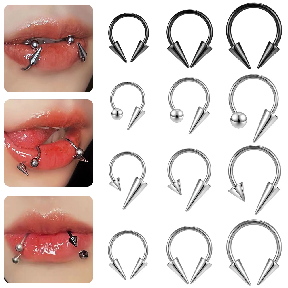 1 PC Cincin Tindik Bahan Stainless Steel 16G 8 / 10 / 12mm Untuk Hidung Bibir