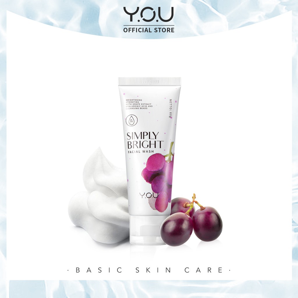 Y.O.U Basic Skin Care Simply Fresh and Bright Facial Wash 60g &amp; 100g Original 100%