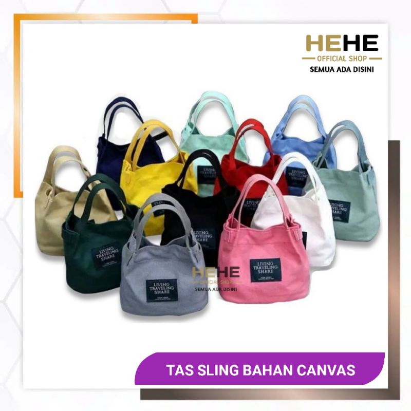 Tas Totebag Sling Bahan Canvas Travel Tote Bag Totebag fashion Import Warna Pink Fanta Biru Kuning H