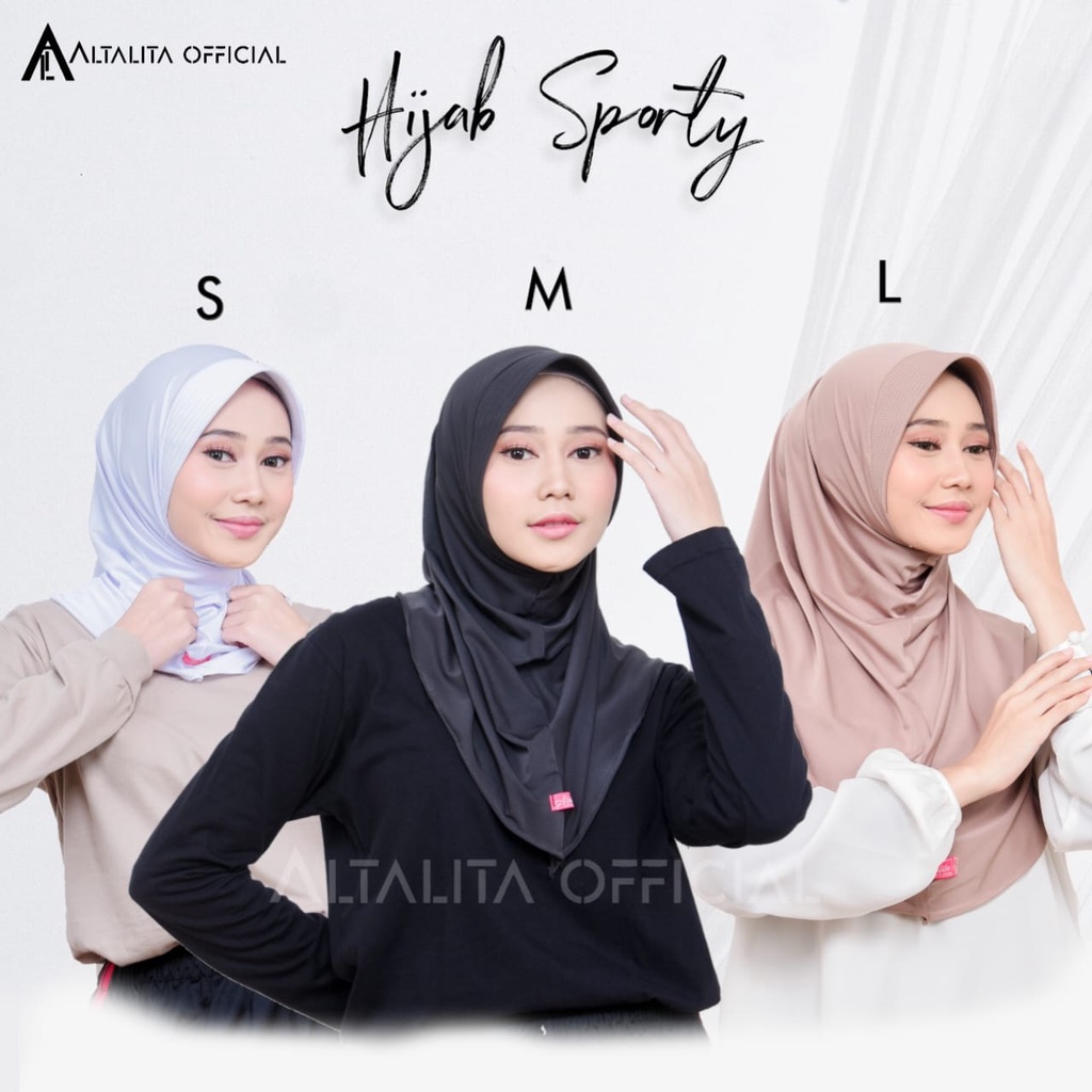 Altalita - Krudung Sport Khimar Instan All Size Ukuran S M L | Jilbab Sekolah Instan Menutup Dada pet Antem Bahan Jersey Premium | Hijab Sporty Instant Olahraga Volly Futsal Senam dan Sehari-hari