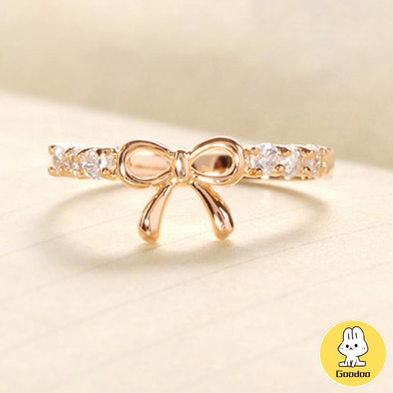 Cincin Korea Desain Pita Hias Berlian Gaya Simple Untuk Wanita -Doo