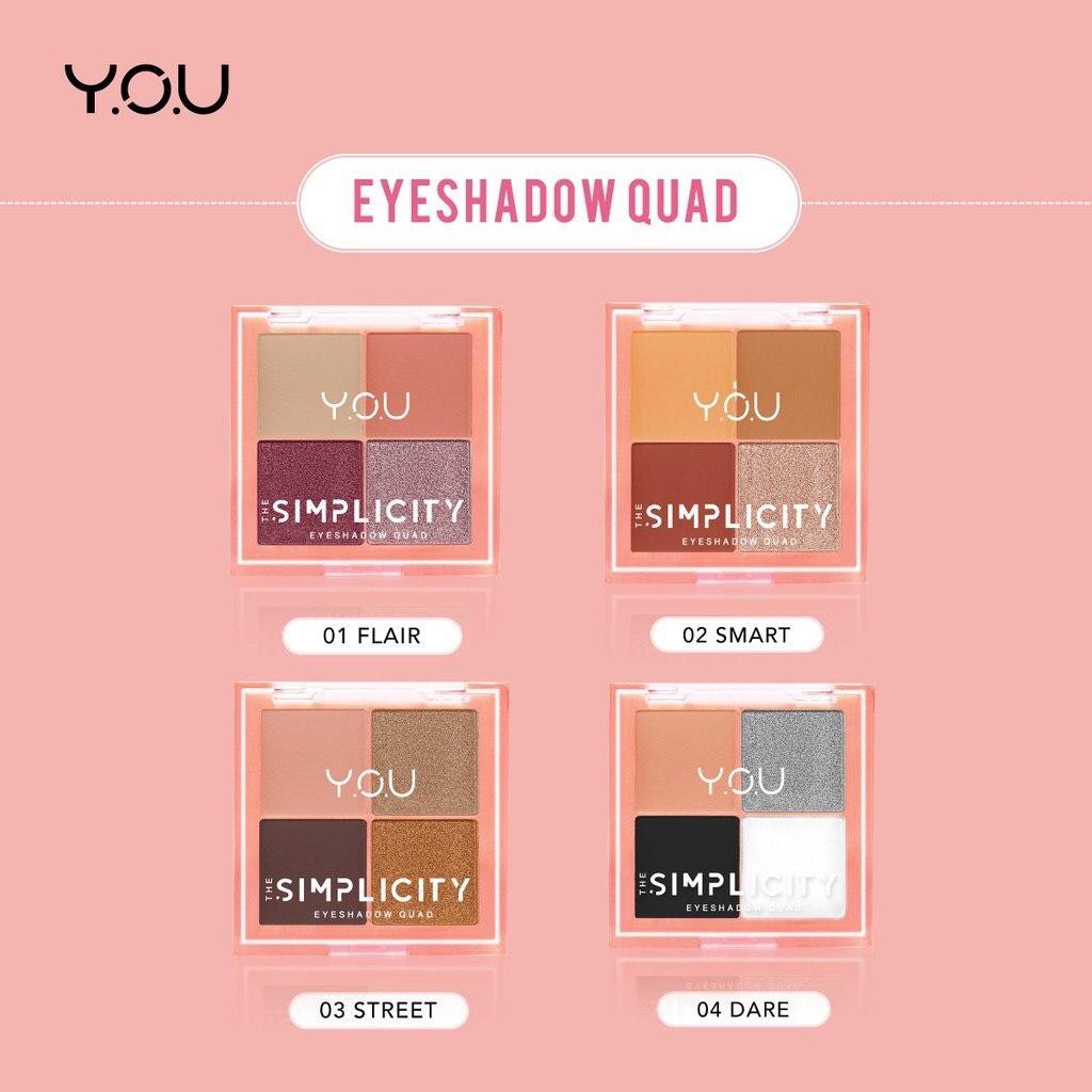 YOU Simplicity Eyeshadow Quad | Eyeshadow Palette 4 Warna Original by Y.O.U