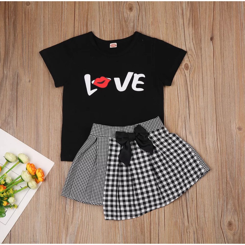 SETELAN DRES ANAK PEREMPUAN UMUR 1-5 TAHUN MOTIF LOVE BAJU ATASAN ANAK PEREMPUAN TERBARU OUTFIT ANAK MASA KINI FASHION ANAK TERLARIS TERMURAH