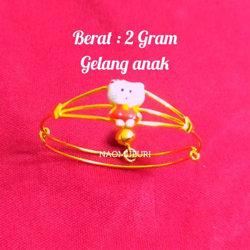 GELANG ANAK HELLOKITTY RED EMAS MUDA 2 GRAM