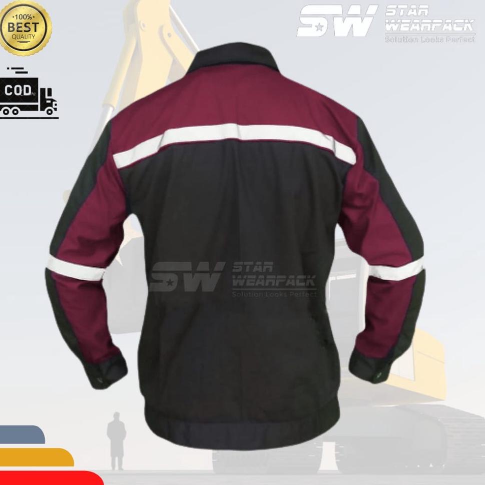 Jual Baju Safety K3 Lengan Panjang Wearpack Atasan HITAM MAROON