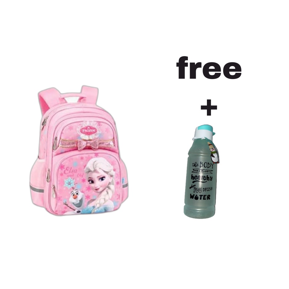 Tas Glossy SD TK Ransel Anak Sekolah Cewe Perempuan Kuda Unicorn Elsa Timbul LOL Prosen gratis Botol Minuman