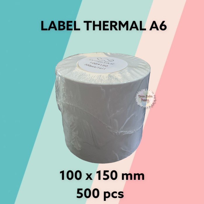 KERTAS THERMAL LABEL STICKER A6 100x150 ISI 500PCS