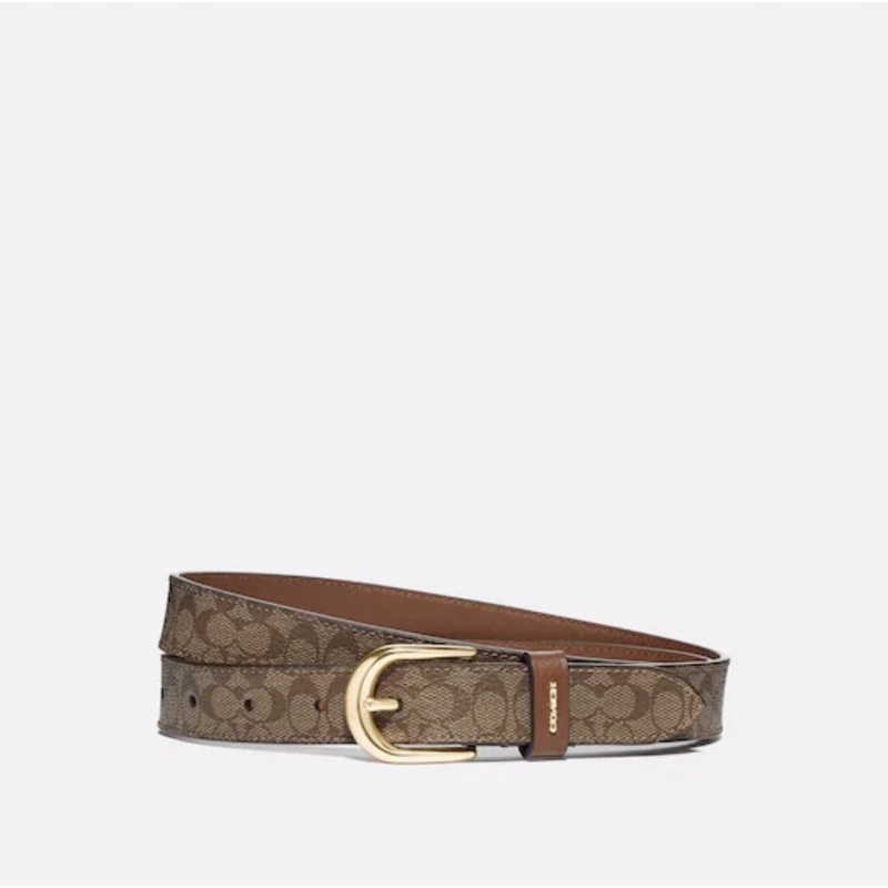 [ORIGINAL 100%] Coach Women Classic Belt - Khaki Saddle Gold