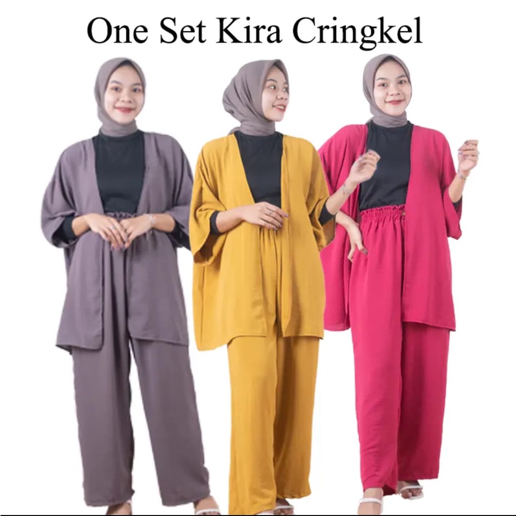 ZASKIYA - ONE SET KIRA CRINGKEL / ONESET DAILY WANITA SET OUTER &amp; KULOT CRINGKEL PREMIUM